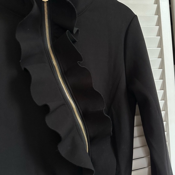 Black Ruffled Zip-Up Jacket - Picture 3 of 5
